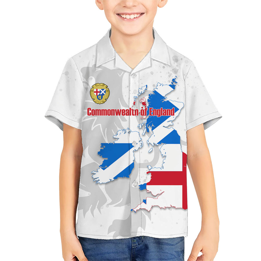 Commonwealth Of England Map Hawaiian Shirt Historical British Isles Flag Silhouette