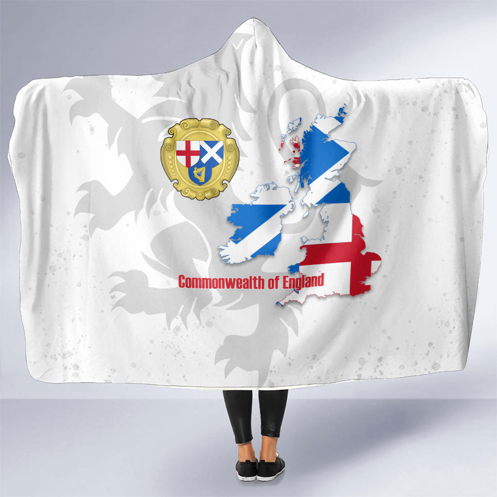 Commonwealth Of England Map Hooded Blanket Historical British Isles Flag Silhouette