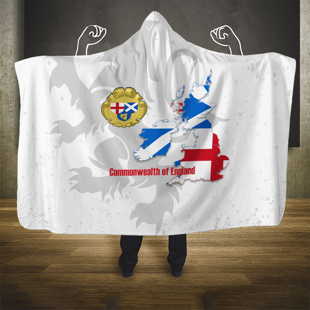 Commonwealth Of England Map Hooded Blanket Historical British Isles Flag Silhouette