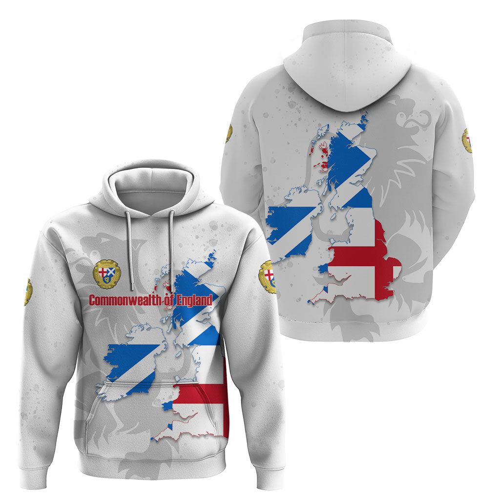 Commonwealth Of England Map Hoodie Historical British Isles Flag Silhouette
