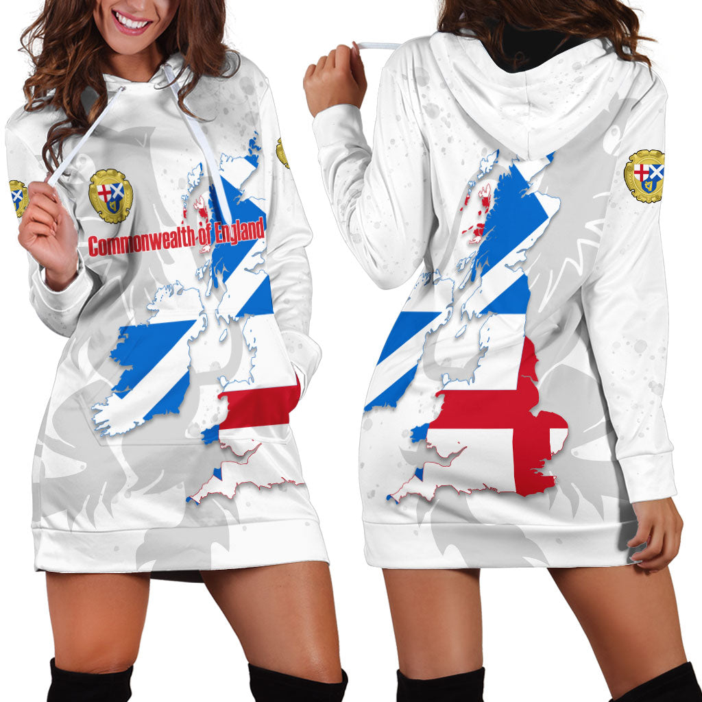 Commonwealth Of England Map Hoodie Dress Historical British Isles Flag Silhouette