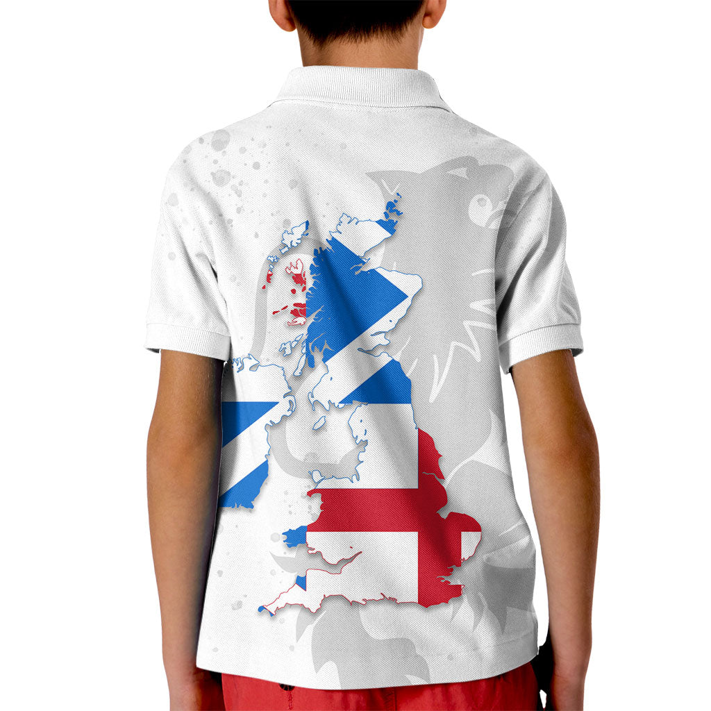 Commonwealth Of England Map Kid Polo Shirt Historical British Isles Flag Silhouette