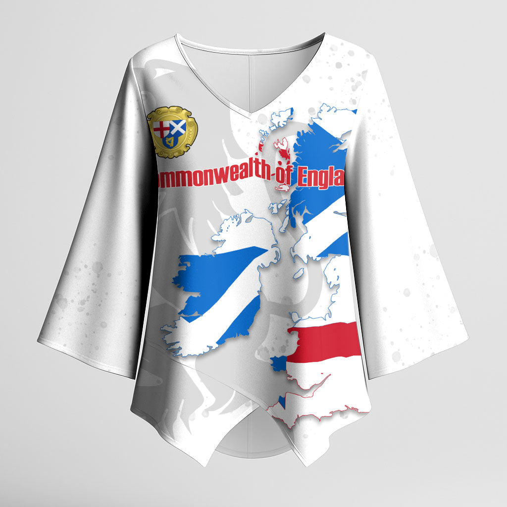 Commonwealth Of England Map Kimono Sleeve Blouse Historical British Isles Flag Silhouette