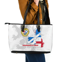 Commonwealth Of England Map Leather Tote Bag Historical British Isles Flag Silhouette