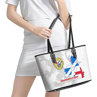Commonwealth Of England Map Leather Tote Bag Historical British Isles Flag Silhouette