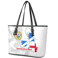 Commonwealth Of England Map Leather Tote Bag Historical British Isles Flag Silhouette