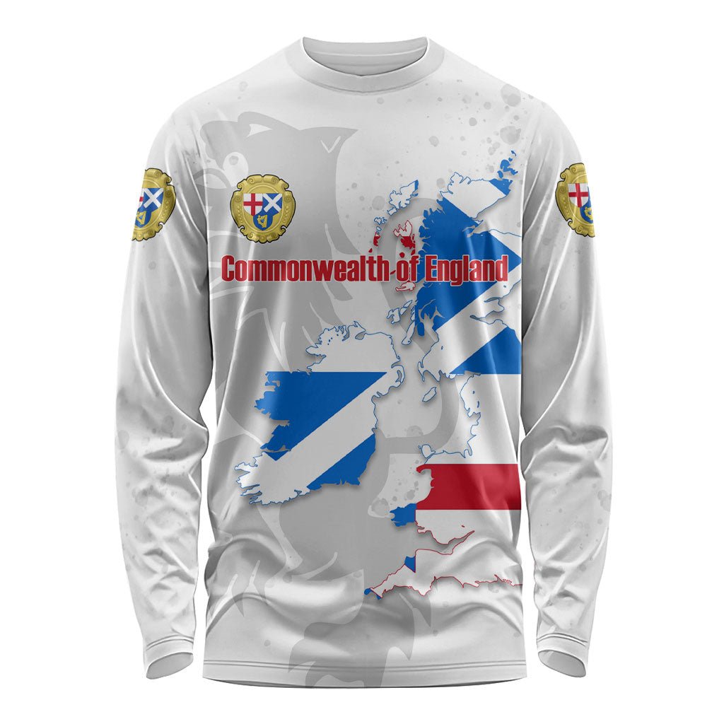 Commonwealth Of England Map Long Sleeve Shirt Historical British Isles Flag Silhouette