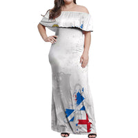 Commonwealth Of England Map Off Shoulder Maxi Dress Historical British Isles Flag Silhouette
