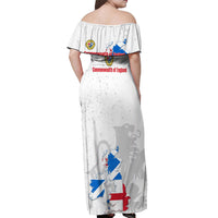 Commonwealth Of England Map Off Shoulder Maxi Dress Historical British Isles Flag Silhouette
