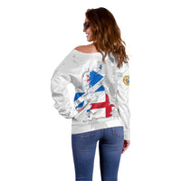 Commonwealth Of England Map Off Shoulder Sweater Historical British Isles Flag Silhouette