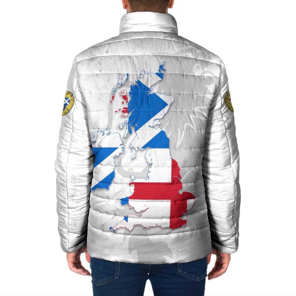 Commonwealth Of England Map Padded Jacket Historical British Isles Flag Silhouette