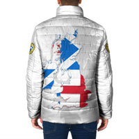 Commonwealth Of England Map Padded Jacket Historical British Isles Flag Silhouette