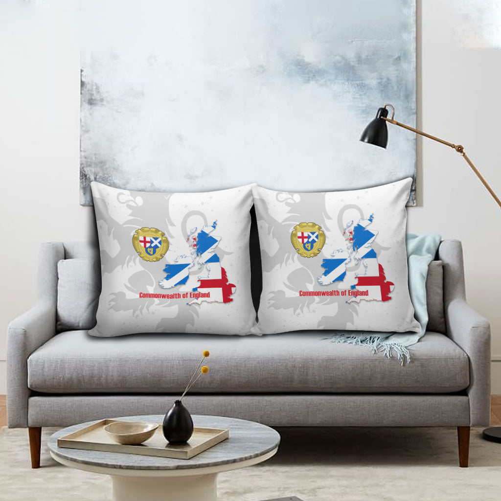 Commonwealth Of England Map Pillow Cover Historical British Isles Flag Silhouette