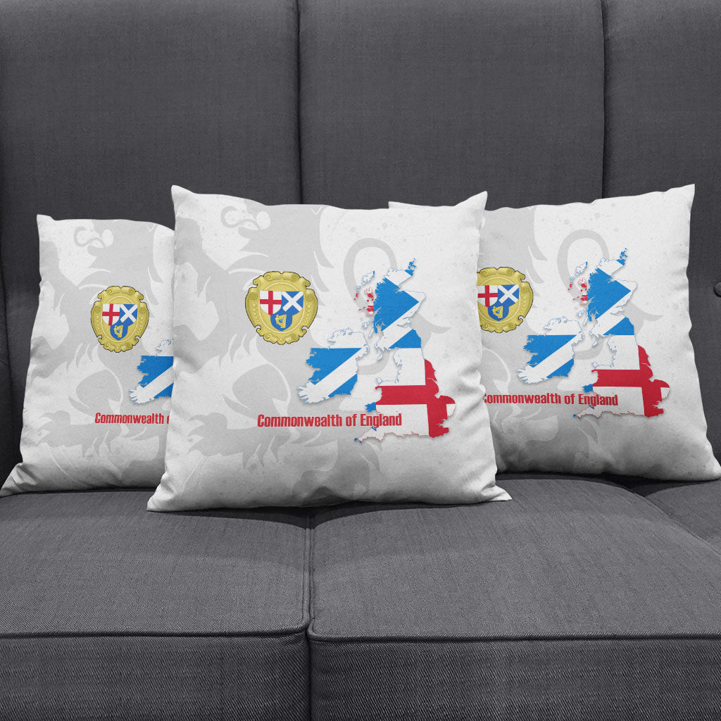 Commonwealth Of England Map Pillow Cover Historical British Isles Flag Silhouette