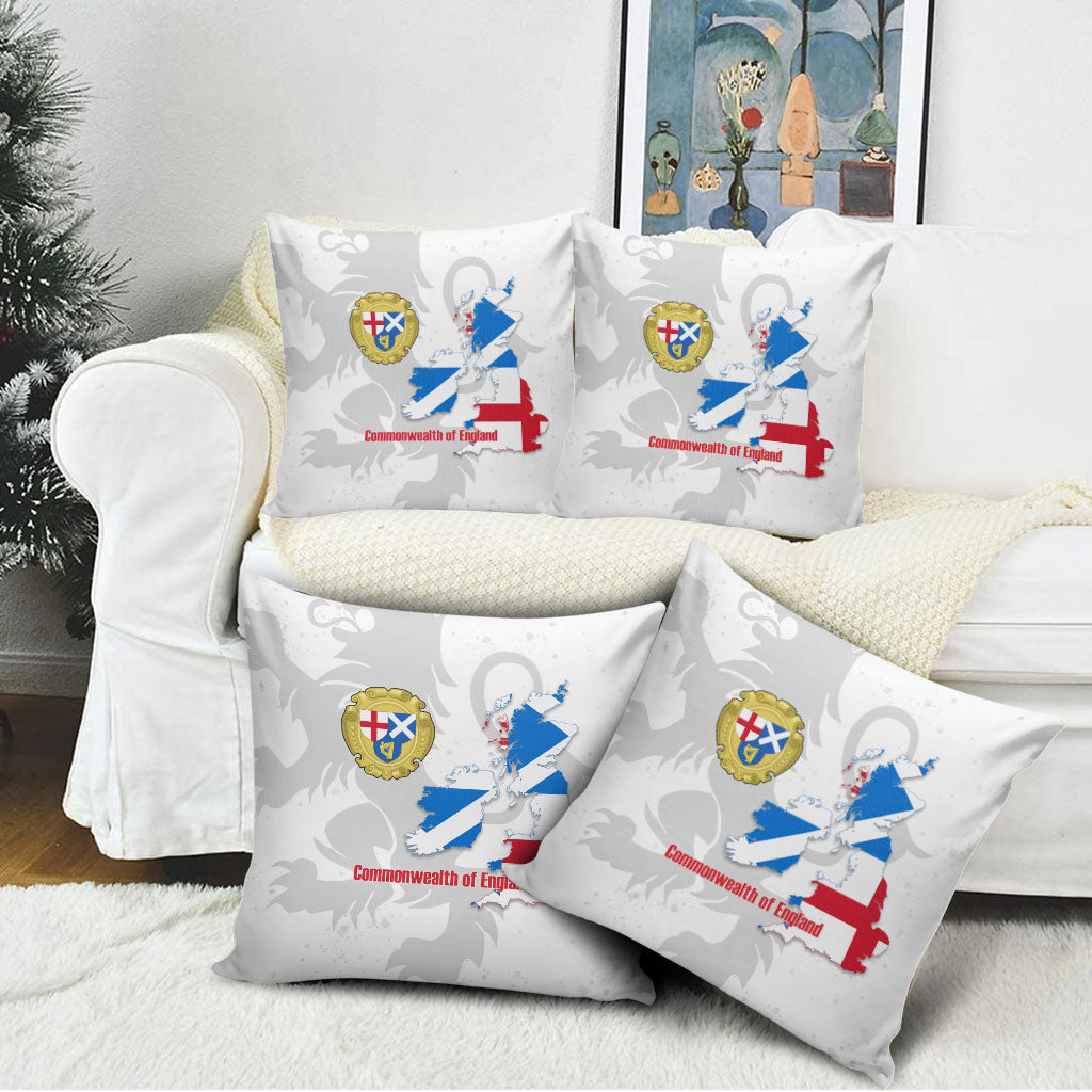 Commonwealth Of England Map Pillow Cover Historical British Isles Flag Silhouette