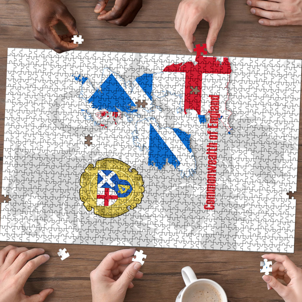 Commonwealth Of England Map Puzzle Historical British Isles Flag Silhouette