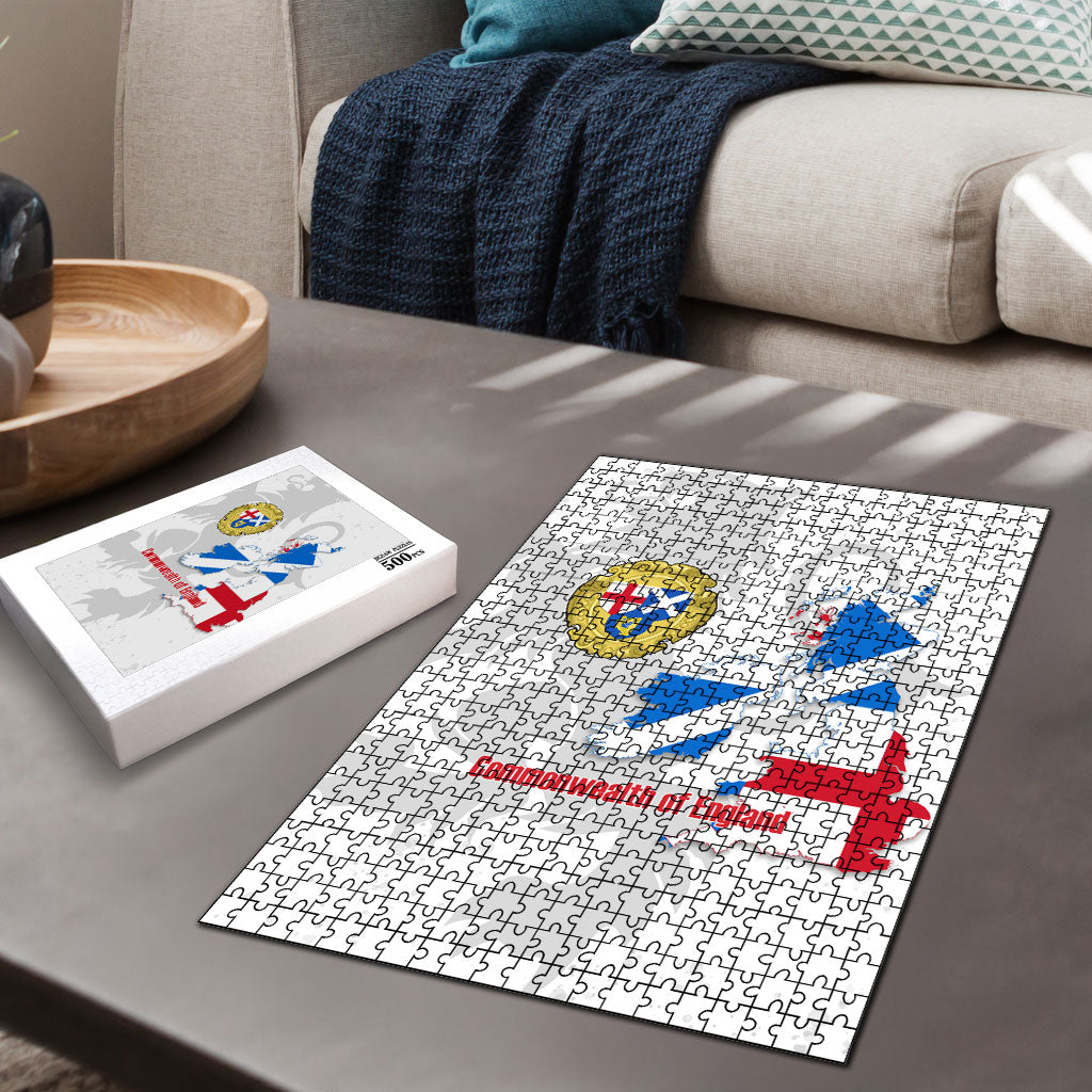 Commonwealth Of England Map Puzzle Historical British Isles Flag Silhouette