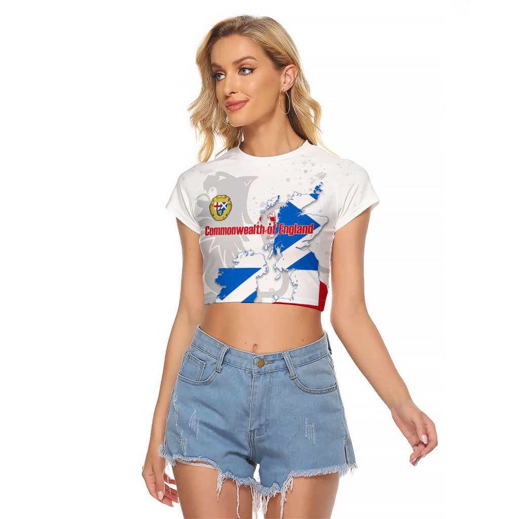 Commonwealth Of England Map Raglan Cropped T Shirt Historical British Isles Flag Silhouette
