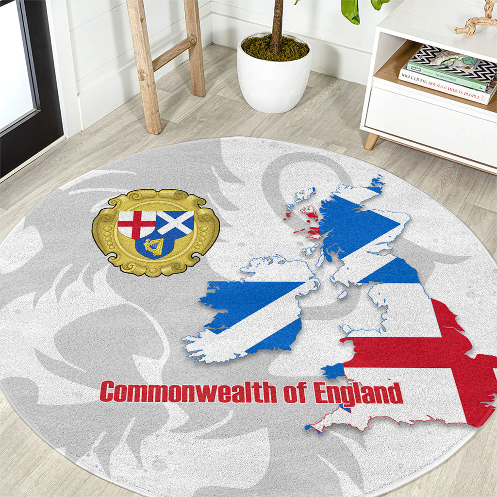 Commonwealth Of England Map Round Carpet Historical British Isles Flag Silhouette