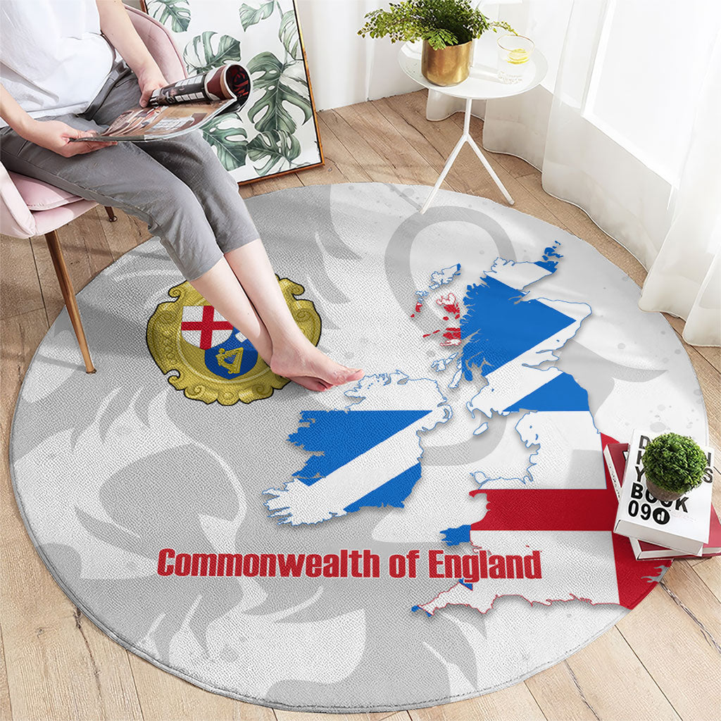 Commonwealth Of England Map Round Carpet Historical British Isles Flag Silhouette