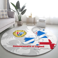 Commonwealth Of England Map Round Carpet Historical British Isles Flag Silhouette