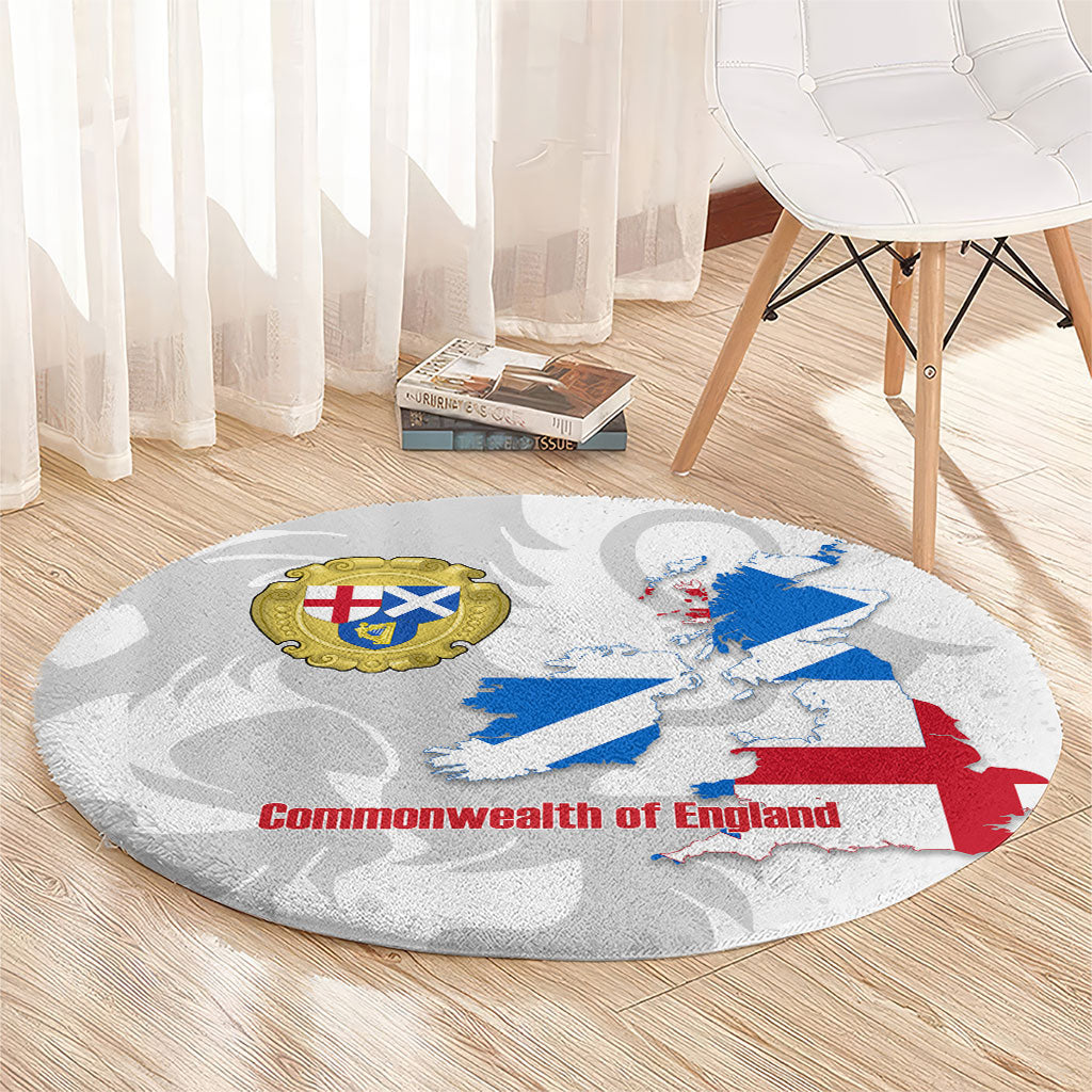 Commonwealth Of England Map Round Carpet Historical British Isles Flag Silhouette