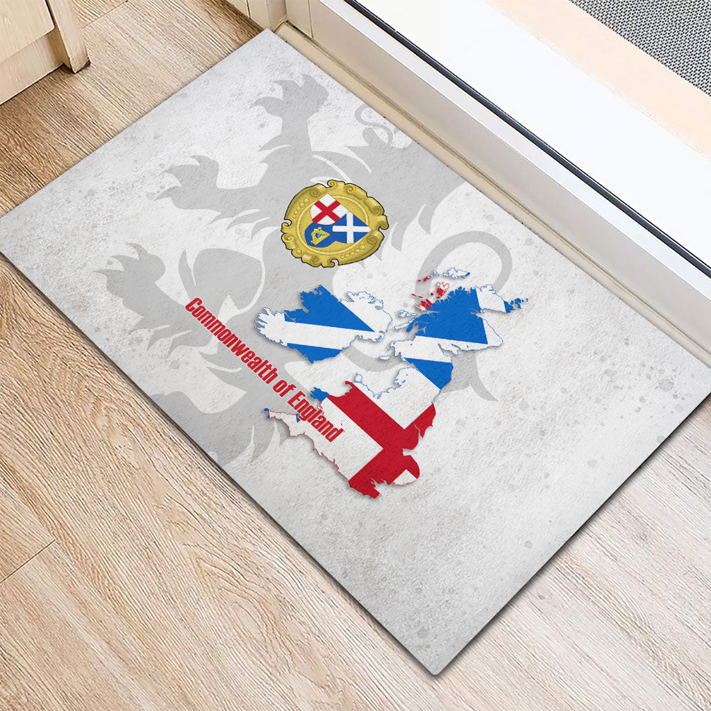Commonwealth Of England Map Rubber Doormat Historical British Isles Flag Silhouette