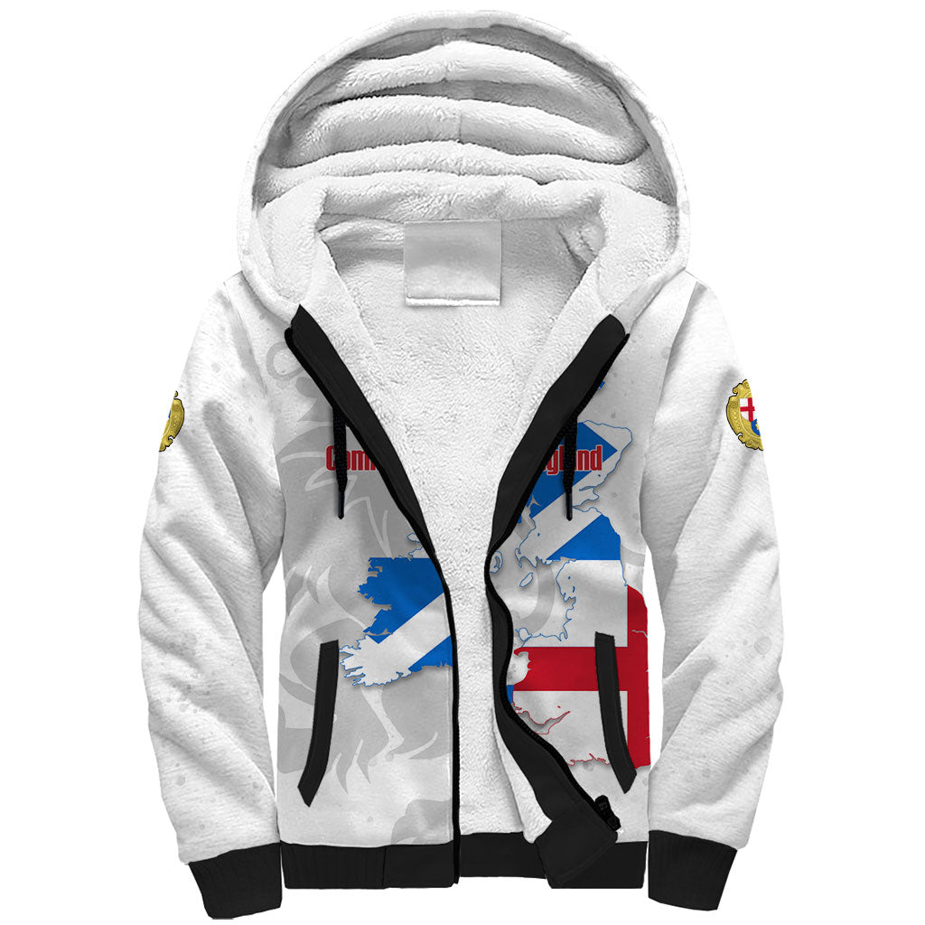 Commonwealth Of England Map Sherpa Hoodie Historical British Isles Flag Silhouette