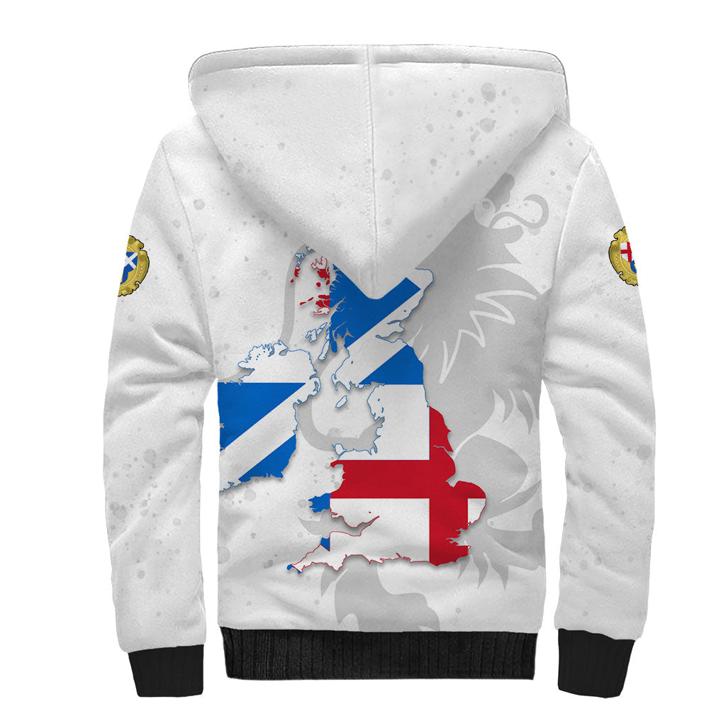 Commonwealth Of England Map Sherpa Hoodie Historical British Isles Flag Silhouette