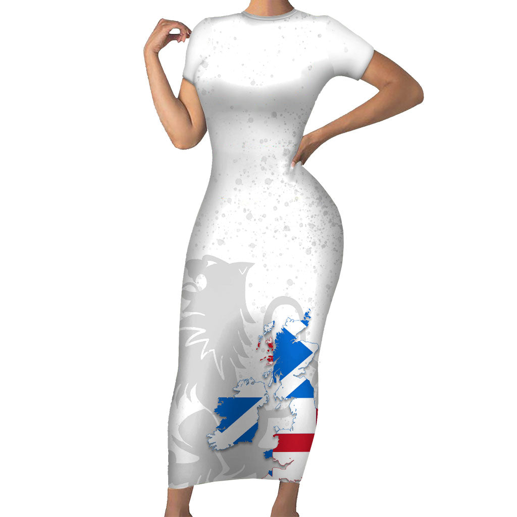 Commonwealth Of England Map Short Sleeve Bodycon Dress Historical British Isles Flag Silhouette
