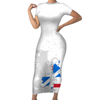 Commonwealth Of England Map Short Sleeve Bodycon Dress Historical British Isles Flag Silhouette