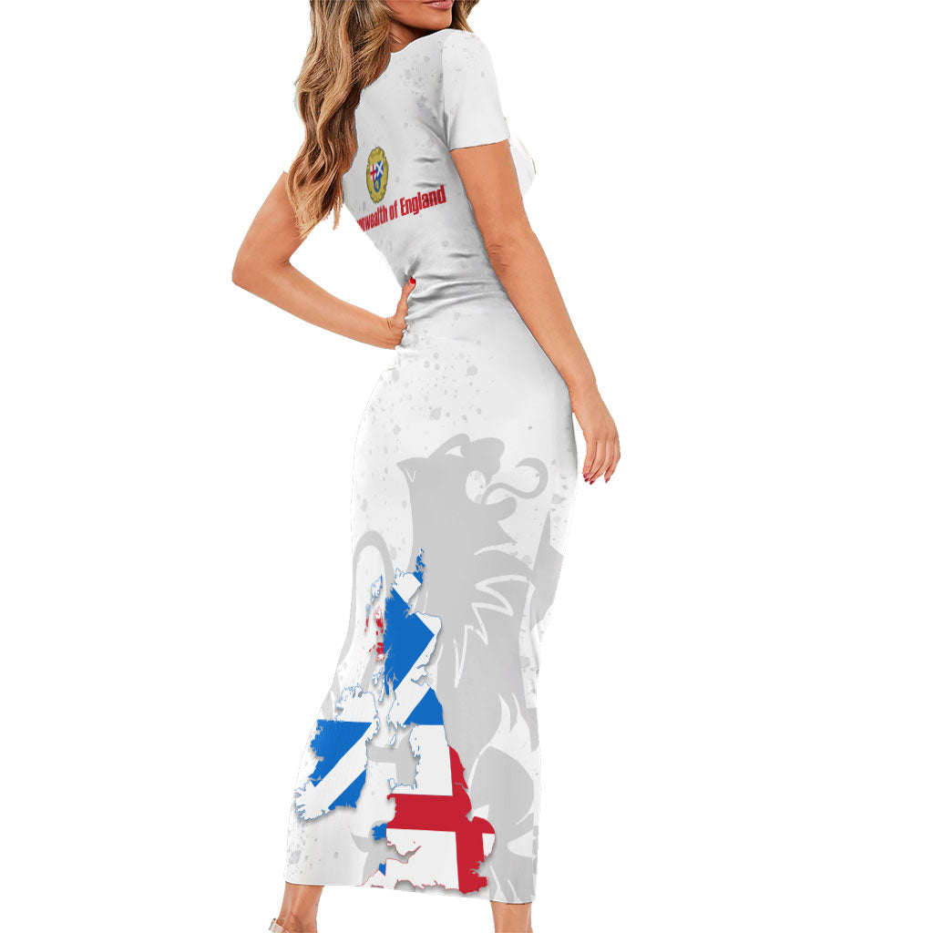 Commonwealth Of England Map Short Sleeve Bodycon Dress Historical British Isles Flag Silhouette