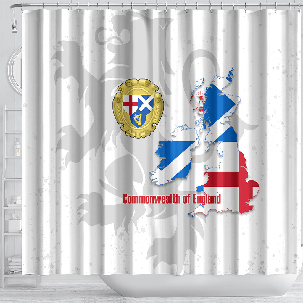 Commonwealth Of England Map Shower Curtain Historical British Isles Flag Silhouette