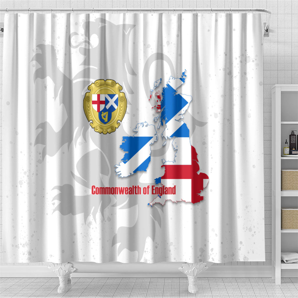 Commonwealth Of England Map Shower Curtain Historical British Isles Flag Silhouette