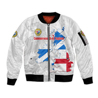 Commonwealth Of England Map Sleeve Zip Bomber Jacket Historical British Isles Flag Silhouette