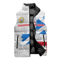 Commonwealth Of England Map Sleeveless Puffer Jacket Historical British Isles Flag Silhouette