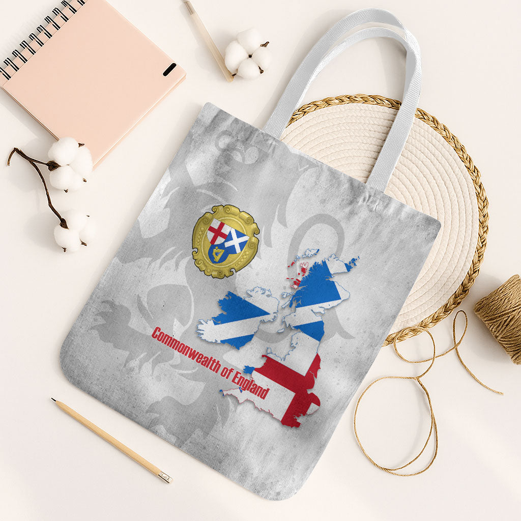 Commonwealth Of England Map Tote Bag Historical British Isles Flag Silhouette