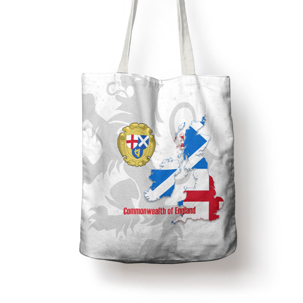 Commonwealth Of England Map Tote Bag Historical British Isles Flag Silhouette