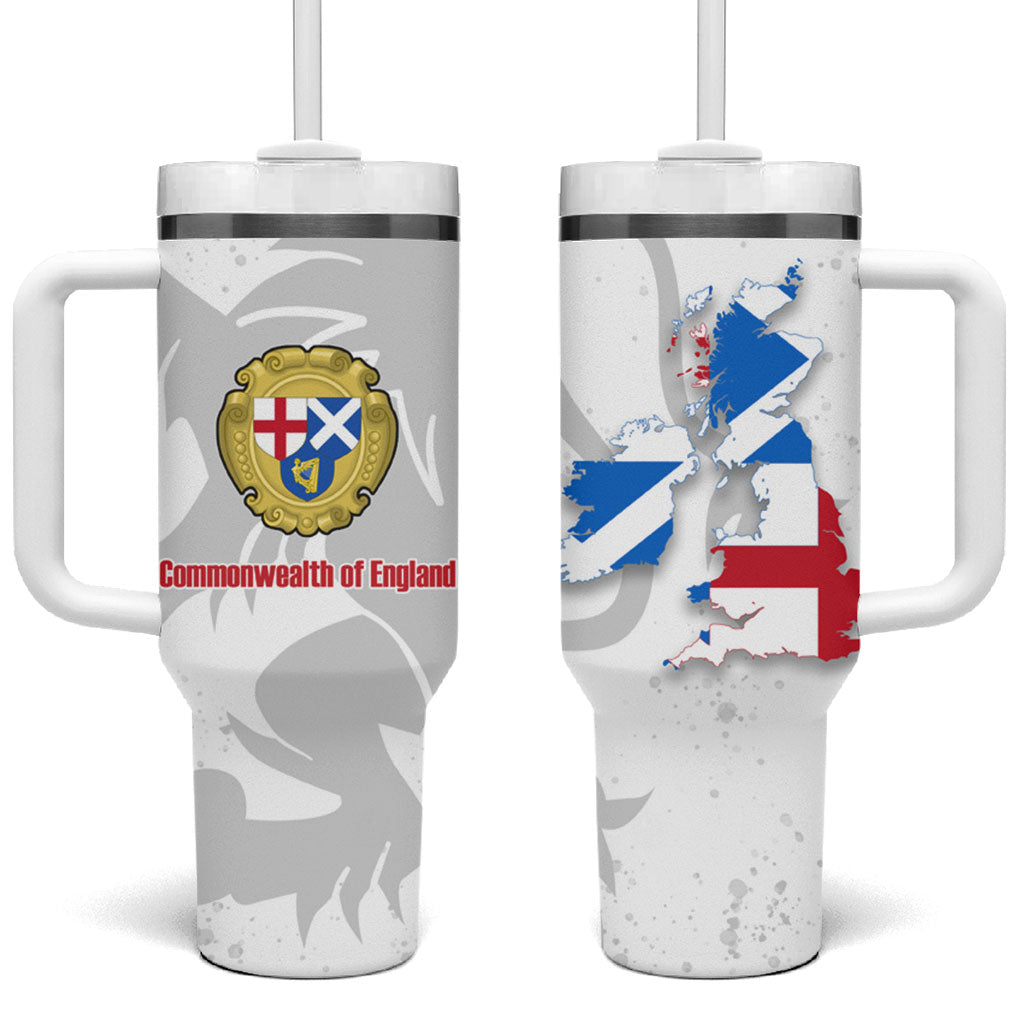 Commonwealth Of England Map Tumbler With Handle Historical British Isles Flag Silhouette