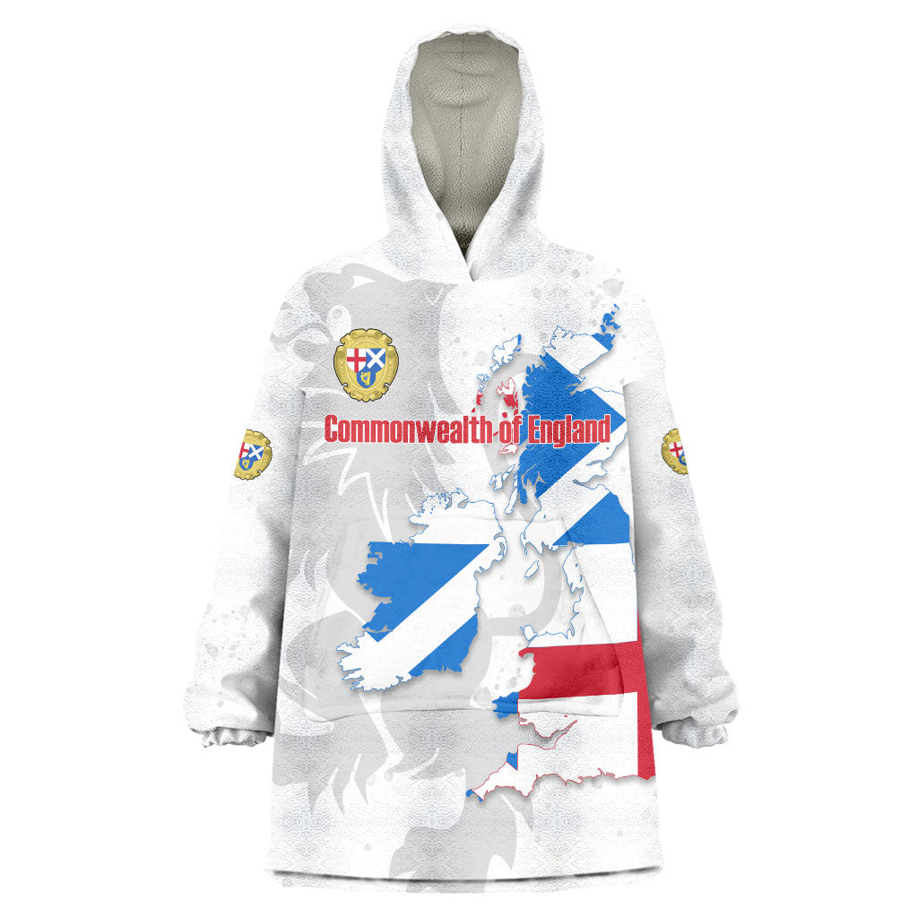 Commonwealth Of England Map Wearable Blanket Hoodie Historical British Isles Flag Silhouette