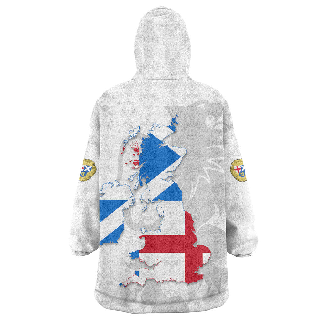 Commonwealth Of England Map Wearable Blanket Hoodie Historical British Isles Flag Silhouette