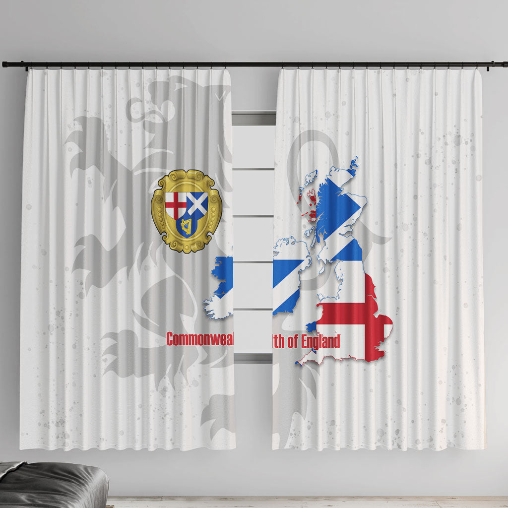 Commonwealth Of England Map Window Curtain Historical British Isles Flag Silhouette