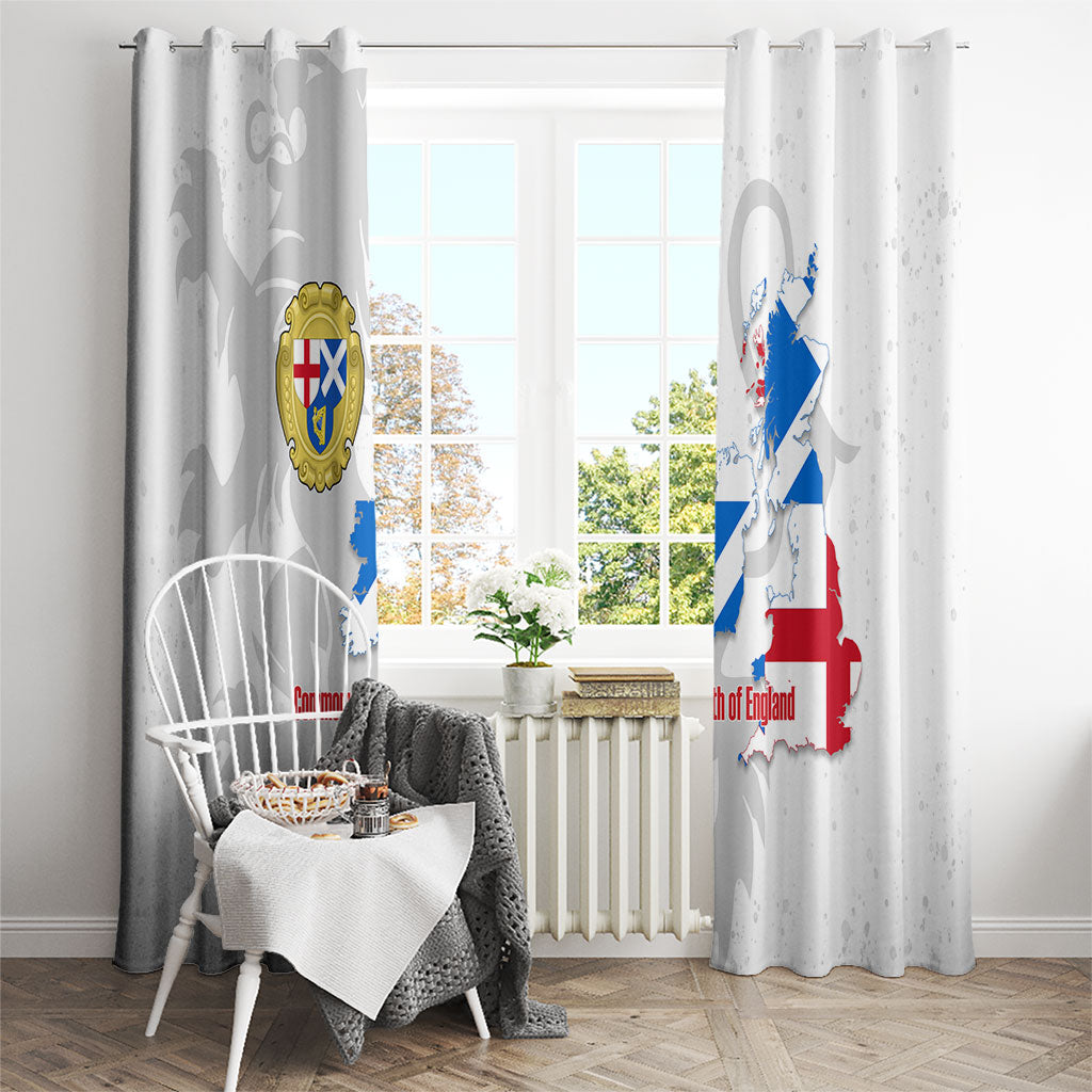 Commonwealth Of England Map Window Curtain Historical British Isles Flag Silhouette
