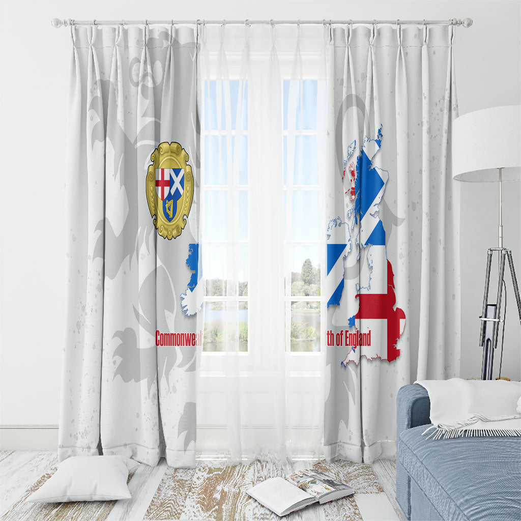Commonwealth Of England Map Window Curtain Historical British Isles Flag Silhouette