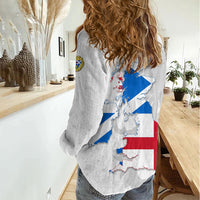 Commonwealth Of England Map Women Casual Shirt Historical British Isles Flag Silhouette
