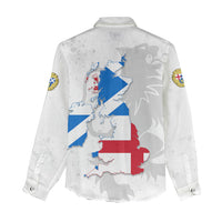 Commonwealth Of England Map Women Casual Shirt Historical British Isles Flag Silhouette
