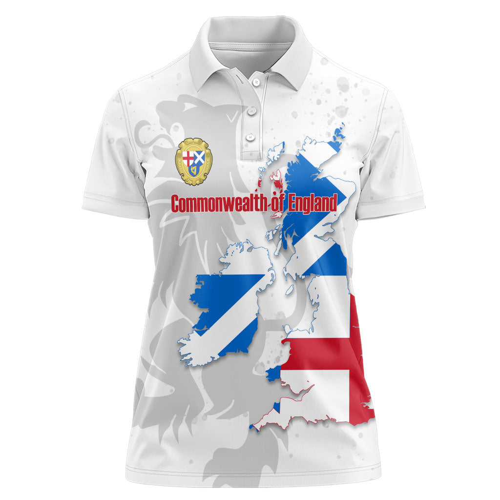 Commonwealth Of England Map Women Polo Shirt Historical British Isles Flag Silhouette