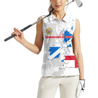 Commonwealth Of England Map Women Sleeveless Polo Shirt Historical British Isles Flag Silhouette