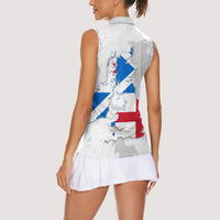 Commonwealth Of England Map Women Sleeveless Polo Shirt Historical British Isles Flag Silhouette