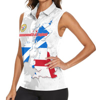 Commonwealth Of England Map Women Sleeveless Polo Shirt Historical British Isles Flag Silhouette